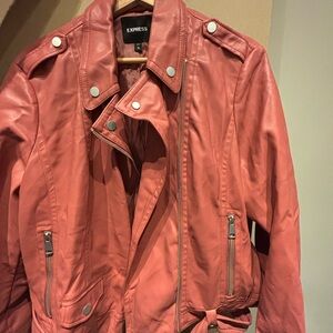 Express Women's Coral Leather Jacket